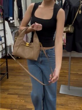 Donna Karan Tan Leather Top-Handle Shoulder Bag